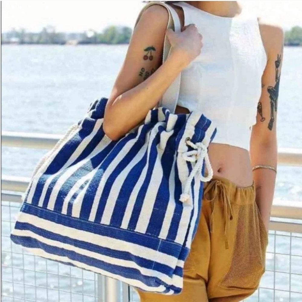 NWT | Free People Large Canvas Beach Tote